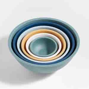 CMYK Printing White Rimmed Mixing and Serving Bowls Set of 6