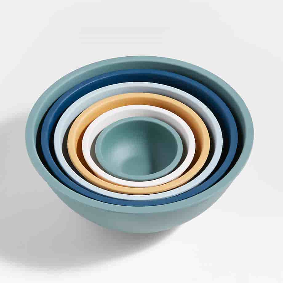 CMYK Printing White Rimmed Mixing and Serving Bowls Set of 6