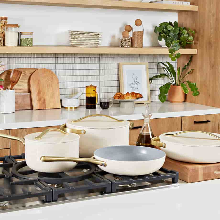 CMYK Printing Home Cream Supper Non-Stick Ceramic Fry Pan