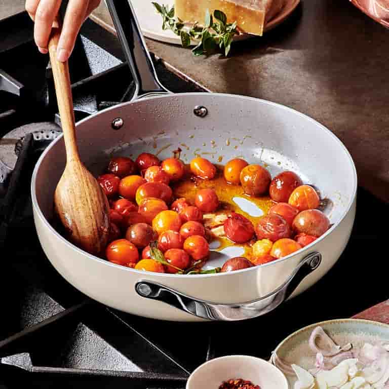 CMYK Printing Home 4-Piece Cream Ceramic Non-Stick Cookware Set
